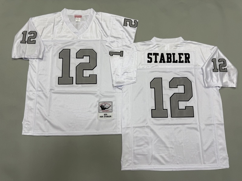 Men 2025 Nike Oakland Raiders #12 Stabler white Throwback Limited NFL Jersey style 003
